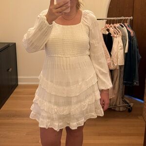 ARULA White Smocked Mini Dress arula size A